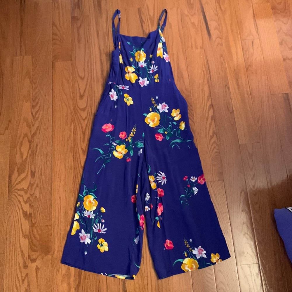 Floral cropped leg jumpsuit